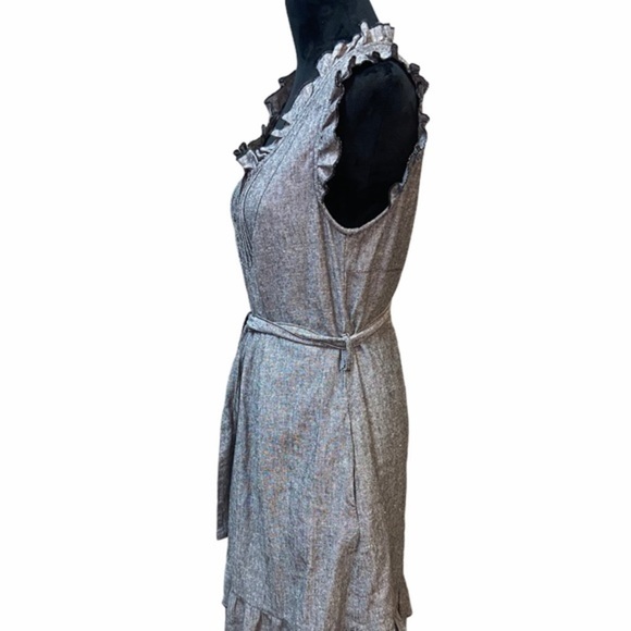 Love stitch grey ruffle linen blend dress - Picture 3 of 5